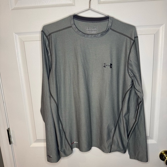 Under Armour Heat Gear Gray Long Sleeve Shirt Fitted Size Large GUC see photos - Picture 1 of 6